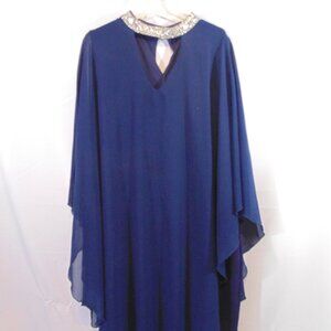 Unbranded Navy Cape dress, Mother of Bride/Groom 3XL Rhinestone collar v-neck